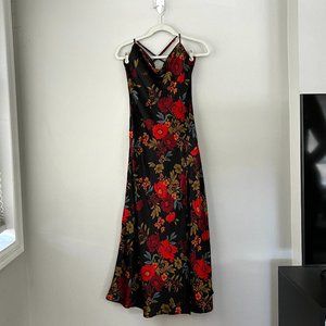 12th Tribe Natalia Black Floral Maxi Dress